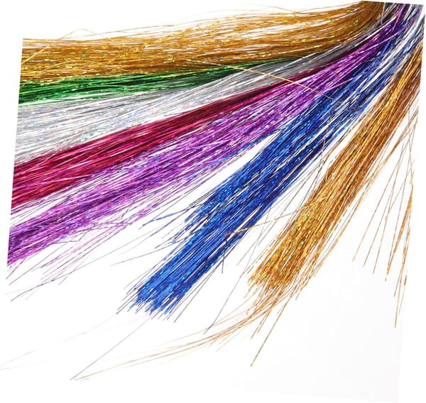 Silke Hår Tinsel Extensions Sæt Hår Tinsel til Festfletninger Inkluderer Krogenål og Perler