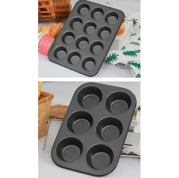 Non-stick rund muffinsform i karbonstål for baking av cupcakes, pudding og kjeks