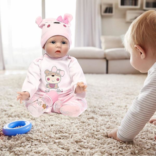 Livaktig Reborn Babydukker - 55cm Realistisk Nyfødt Babydukker Full Kropp Silikon Babyjente