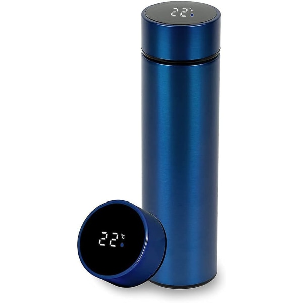 Eristetty vesipullo, jossa LED-reaaliaikainen lämpötilanäyttö, 500 ml Smart Vacuum Cup (sininen)