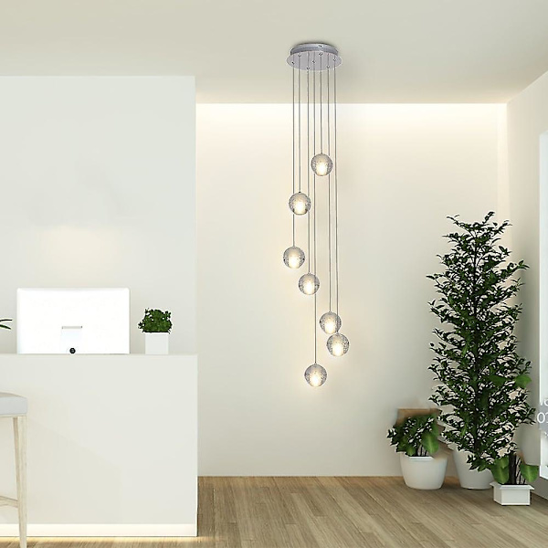 7-lampun 10 cm kristalli LED-riipusvalaisin pallomainen kromi