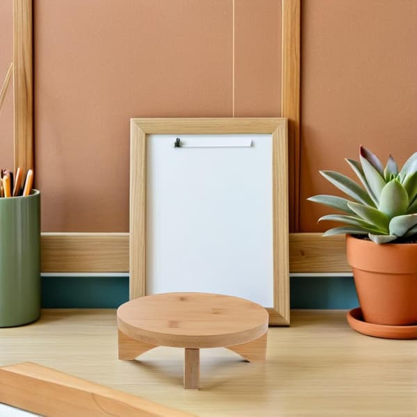 Bambu Blomsterdisplayställ Träställ Rund Form Stabil Struktur Multifunktionell Beige