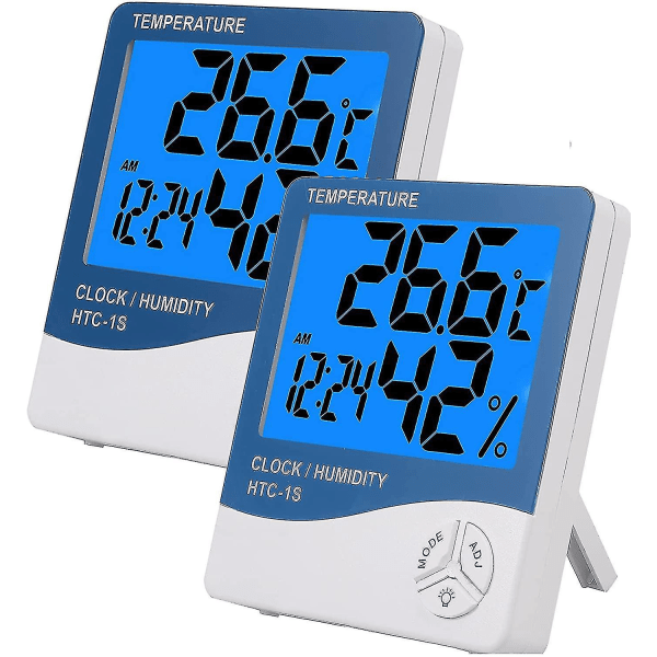 2 st Digital Hygrometer Termometer Stor LCD Temperatur- och Luftfuktighetsmätare