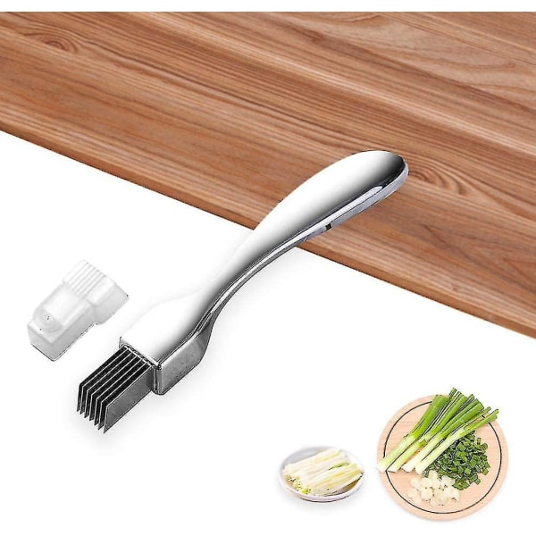 Løg Skærer Rustfrit Stål Grøntsags Cutter Løg Shredder Multifunktionel Køkken Gadget (sølv) (1 stk)