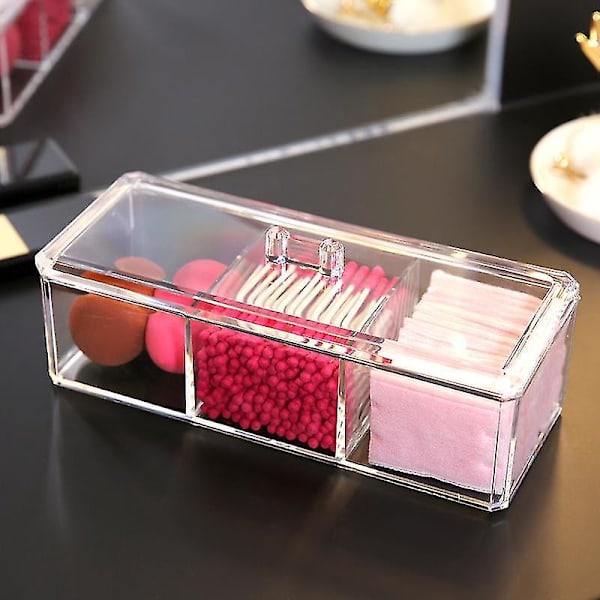 Transparent Kosmetik Opbevaringsboks Bomuldspind Pude Organizer