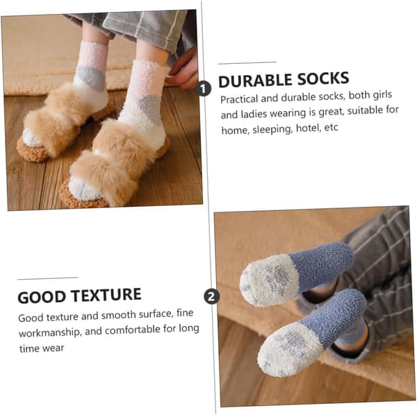 6 par katteklo fleece rørstrømper fleece varme strømper til drenge og piger fluffy vintervarme sokker