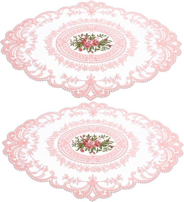 Spetsbordsdekorationsset 2 st Eleganta Broderade Bordstabletter