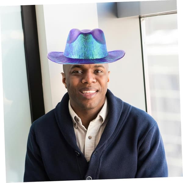 Iriserende cowboyhat til fest, glitrende fancy cowboyhat til karneval, lilla iriserende til Halloween
