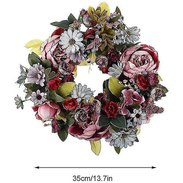 Kunstig blomsterkrans Peon 14 tommers dør vårsommerkrans