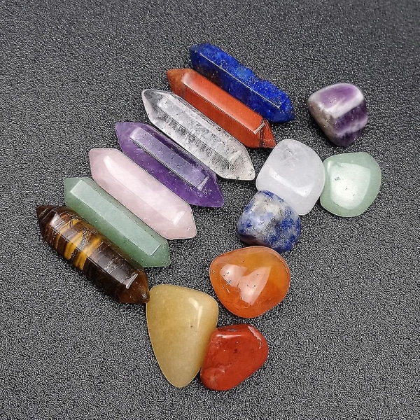 7 Chakra Healing Crystal Stone Sæt Reiki Meditation Stone Yoga Amulet med gaveæske