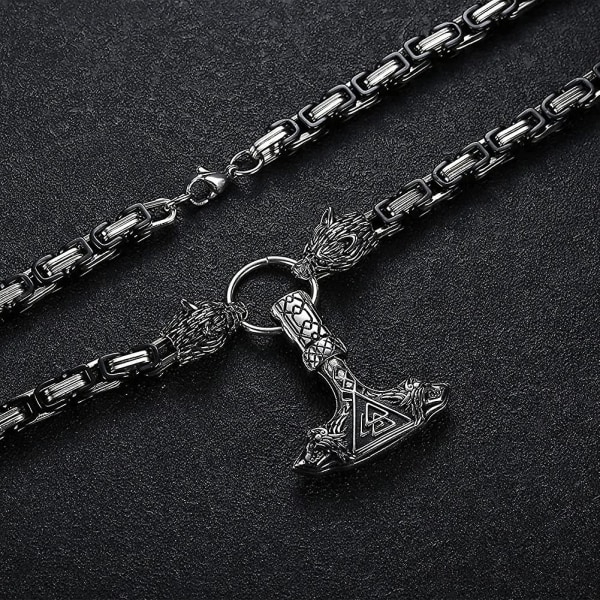 Halsband i rostfritt stål för män Mjolnir hänge halsband för män