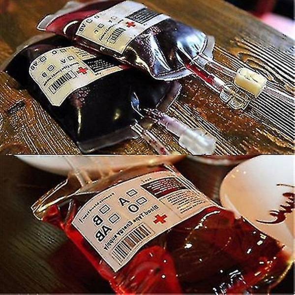 Halloween-juhlan vampyyri-asuun läpinäkyvä veripussi juomapullo T-yuhao