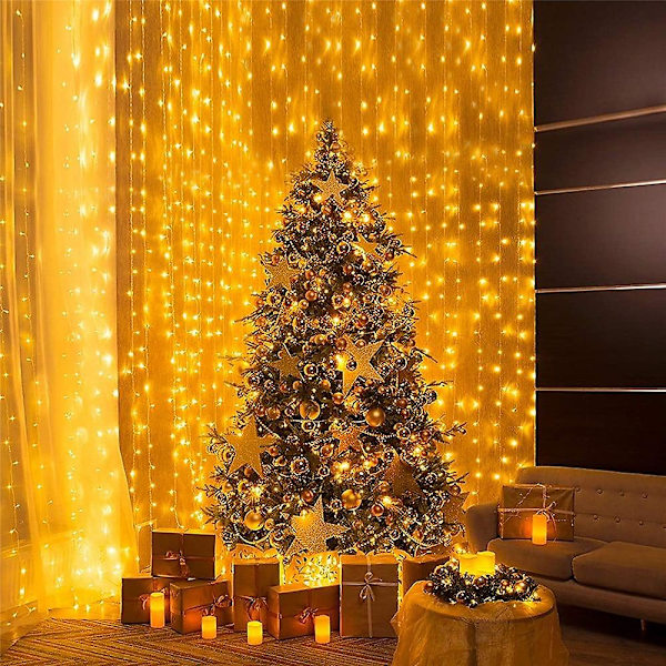 Julelys LED Vindusgardin Lysstreng 3mx3m - 300 LED