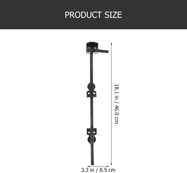 Solid og robust 5 mm jernportfallstang dørlås svart for store dører og tregjerder