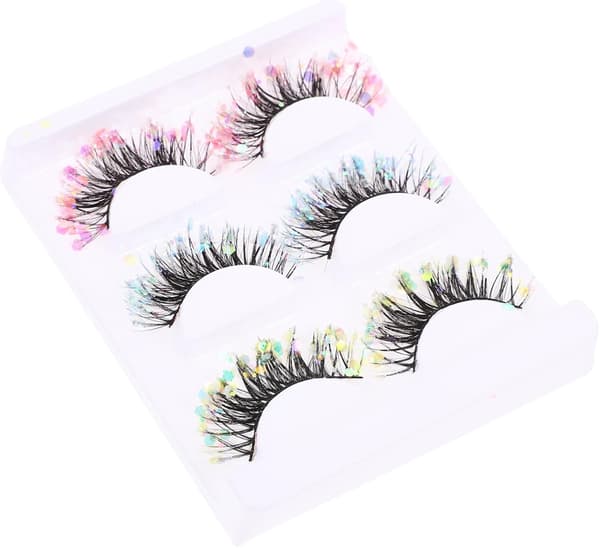 3 par naturlige falske øjenvipper til kvinder, glitter makeup vippe extensions