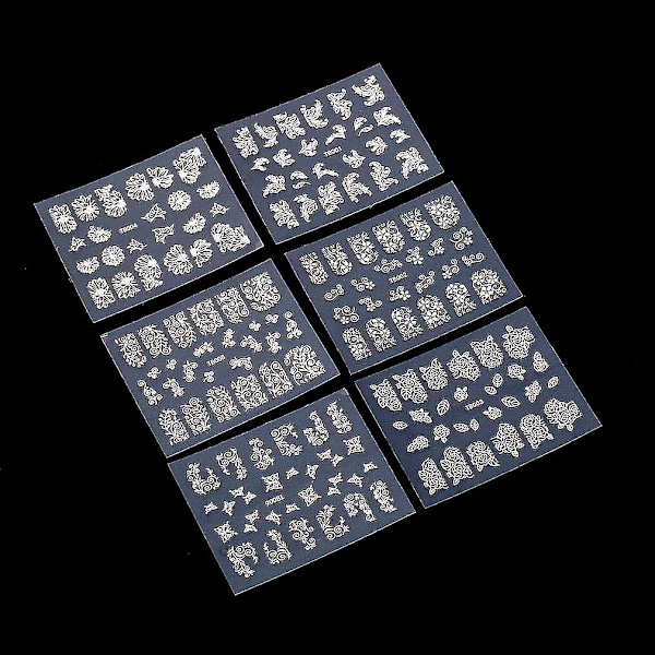 Heta 3D DIY Blommiga Nagelstickers Manikyr Dekaler Stämpling Konst