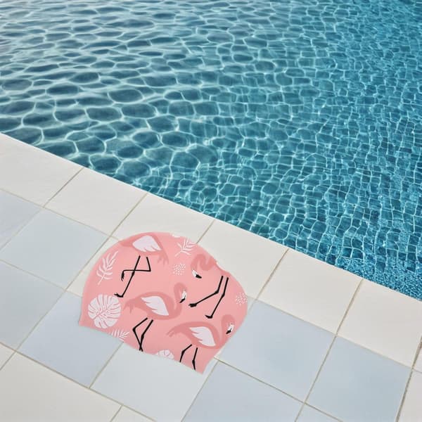 Badmössa för långt hår Poolmössa Halkfri Silikon Öronskydd Badmössa