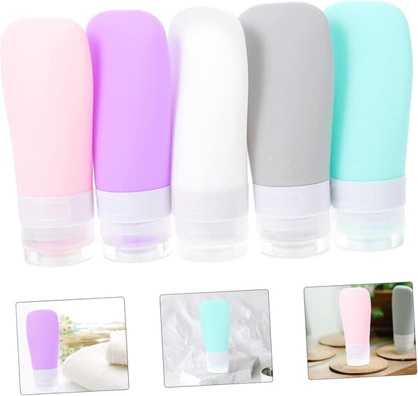 5 st reseflaskor silikon lotion dispenser smink provflaskor för toalettartiklar bärbara tomma silikon för bärväska