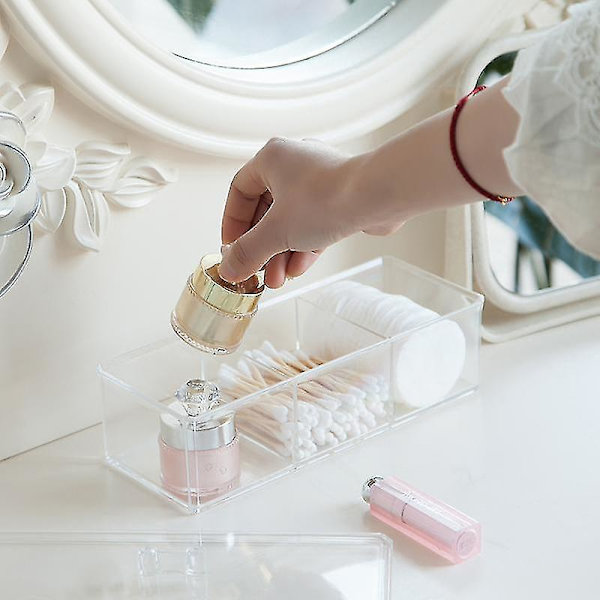 Transparent Kosmetik Opbevaringsboks Bomuldspind Pude Organizer