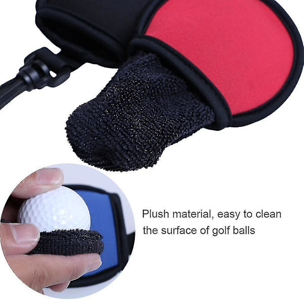 Lommetørklæde til at tørre snavs af med klips til rengøring af golfbolde, lomme til rengøring af golfbolde, 1 stk. rød