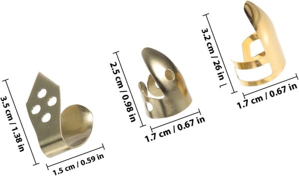 Set med metallgitarrplektrum för banjo och elgitarr, tum- och fingerdesign