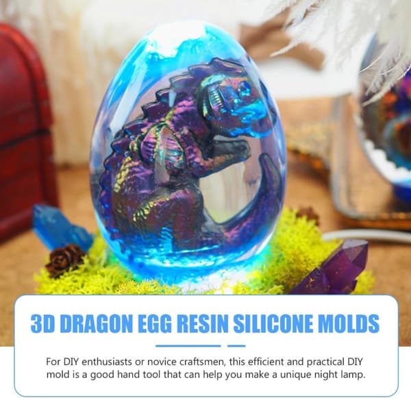 Drageegg silikonform Drage støpeform med 8 cm hvit lysbase