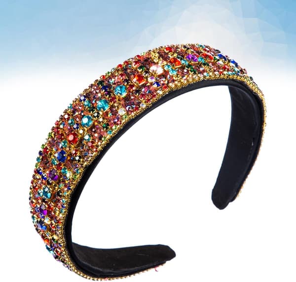 Färgglad Rhinestone Bred Hårband för Kvinnor, Mode Håraccessoar
