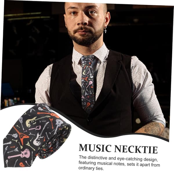 Musiknoder Herre Slips Smalt Slips med Musikprint Unikt Design