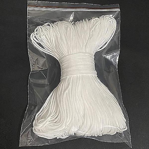3mm 50m Rund Elastisk Snøre Hvit Elastisk Tråd Sybånd