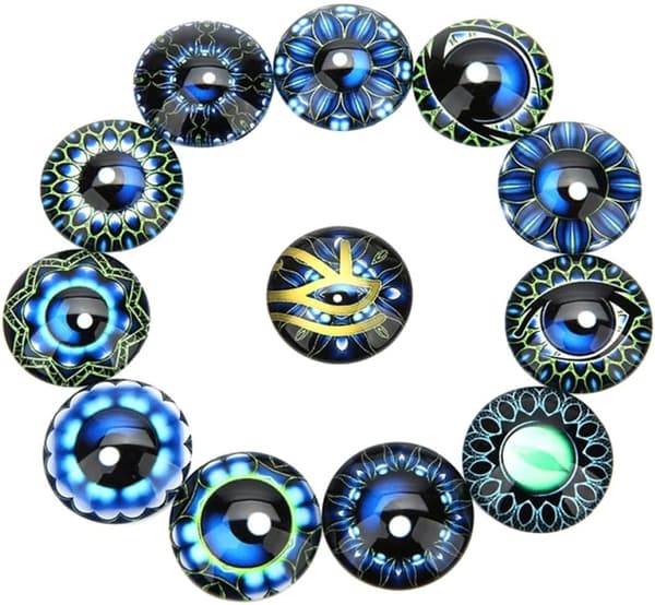 20 st 12 mm blå runda glascabochon-ädelstenar DIY smyckesmaterial hantverkspatchar