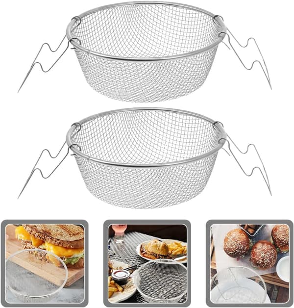 2 stk. friturekurv i rustfrit stål, 27x20x10 cm, rustfrit stål