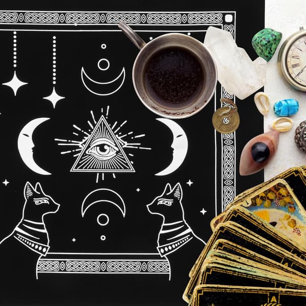 Tarotduk för spådom Sammet Tarotkortmatta med Måne- och Stjärndesign