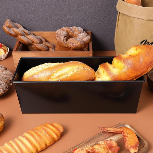 Rektangulär brödform med lock, brödbehållare 750g plåt med skjutlock