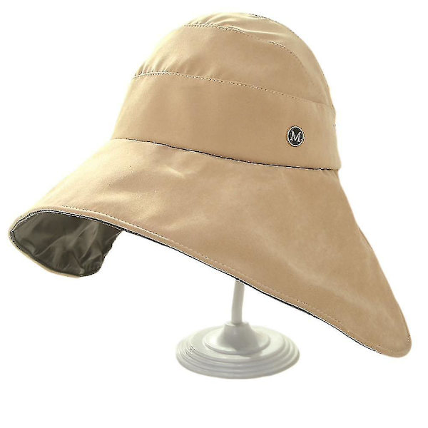 Linen Victorian Bonnet Hat Solhat, Foldbar Sommer Visor, Kamel