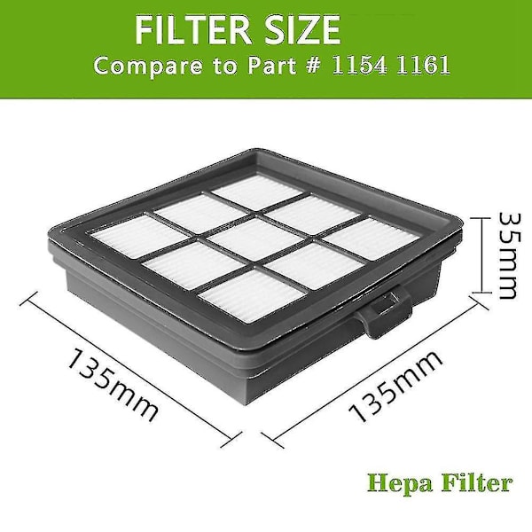 6 stk HEPA-filtre til Bissell 1154 116 Vaskemaskine