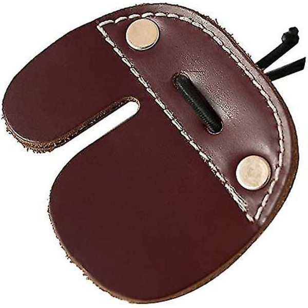 Pilstångs Fingertab i Ko-Läder för Recurve Bågar Jakt Fingerskydd (brun)(1st)
