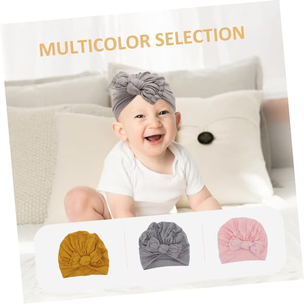 3 stk. Pulloverlue Vintervarm lue for gutt jente Sløyfedesign for utendørs bruk