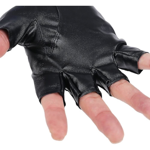 Halsfingerhandskar i konstläder för män, Punk, Svart, Utskuren