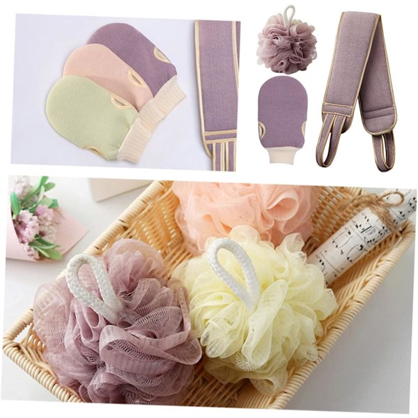1 Set Ryggskrubbhandduk Exfolierande Badhandskar Bad Loofah Ryggskrubbare Borste Badlappar