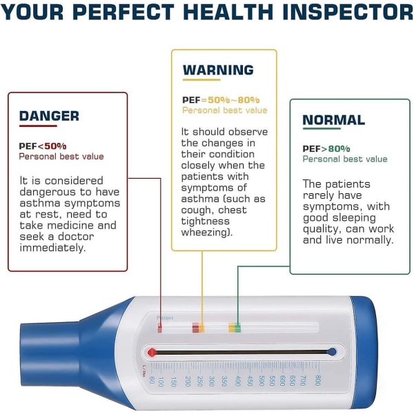 Personlig spirometer Peak Flow - Expiratoriskt flödesmätare - Spirometri lungfunktion