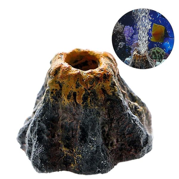 Akvarielandscaping Dekoration Stenformation Vulkan Ornament Luftpumpsten LED-lampor (1 st)