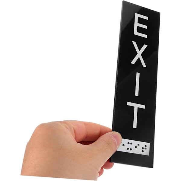 Exit-skilt med blindeskrift, selvklebende sikkerhetsskilt for korridorveggmontering