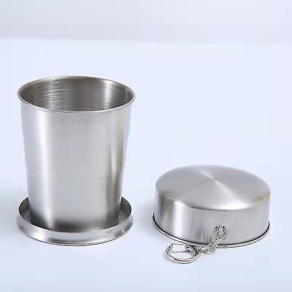 Teleskopisk Mugg i Rostfritt Stål, Vikbar, Utomhus, Resa, Tre Vikbara Muggar, Teleskopisk, 1 St - Silver