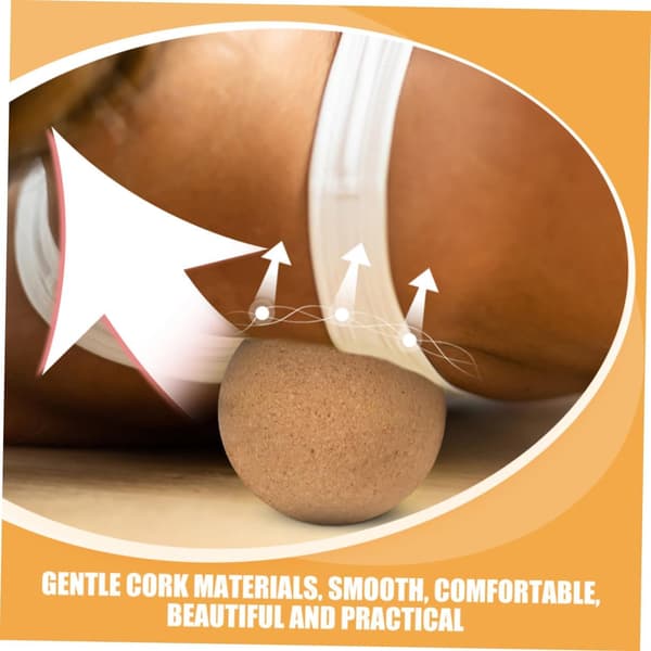 2 stk. massasjeballer i kork for muskelavlastning og trening, solid korkmateriale i beige