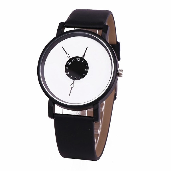 Inverted Pointer Watch Kvinnelig Student Par Nøytral Quartz Menn Black