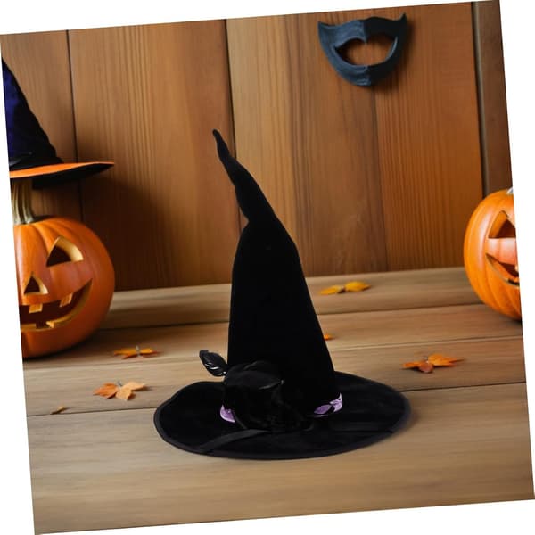 Halloweenhat til kvinder og mænd, sort troldmandskostume tilbehør