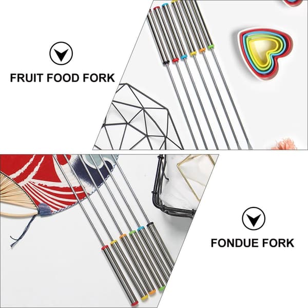 12 stk. ostefondugafler Fruktmatgaffel 24 cm rustfritt stål solid varmeisolerende håndtak