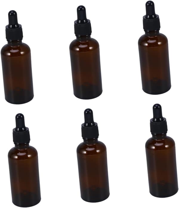 6st 50ml bärnstensfärgade glasdroppflaskor set påfyllningsbara eteriska oljeparfymflaskor