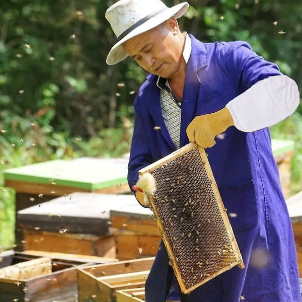 Mehiläishoitohanskat, kestävät pitkähihaiset lampaannahkaiset suojakäsineet täydelliset