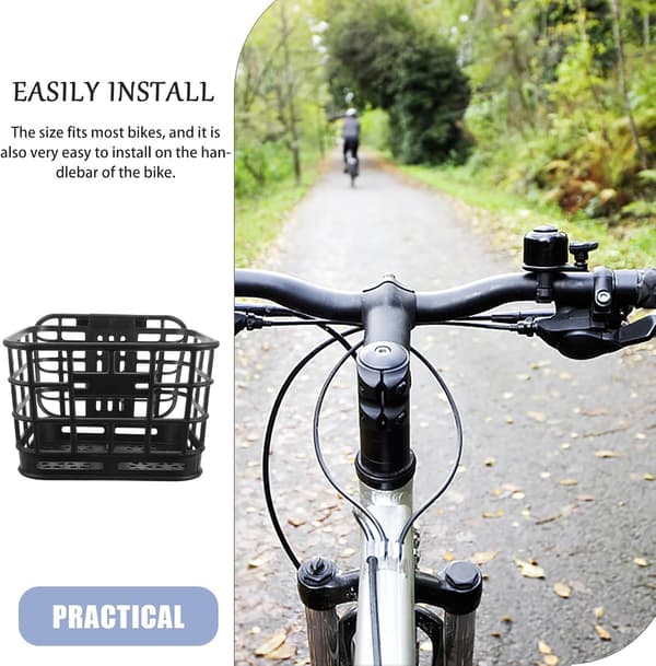 Sort plastik cykelkurv til voksne, frontcykelstyrbeholder egnet